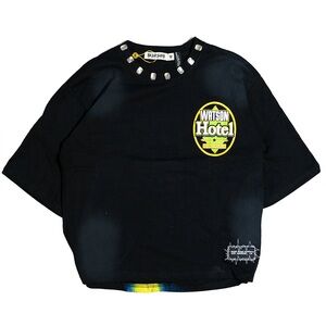 🔥 NWT Watson “Hotel Always Open” Cropped Embellished Tee – Size Large